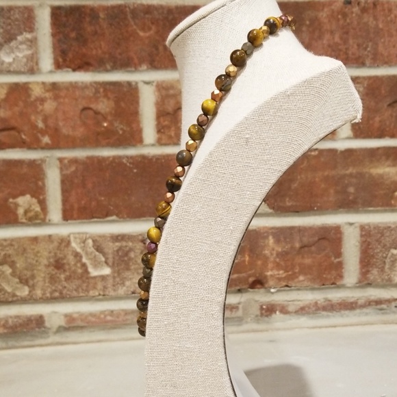 Tiger Eye Round Beaded Necklace - Picture 5 of 8
